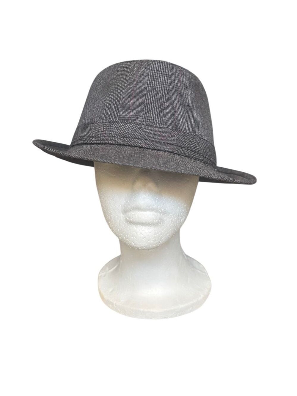 Dorfman Pacific DPC Gray Plaid Fedora Trilby Hat Size Large 100% Polyester